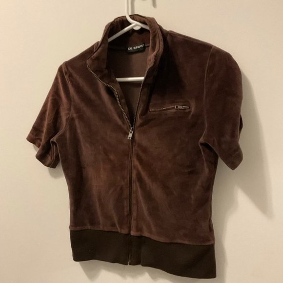 Y2k CB Sports Brown Zip Up  Top Size Medium - Picture 5 of 6